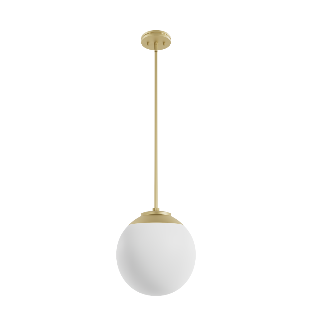 Hunter Hepburn Modern Brass with Cased White Glass 1 Light Pendant Ceiling Light Fixture