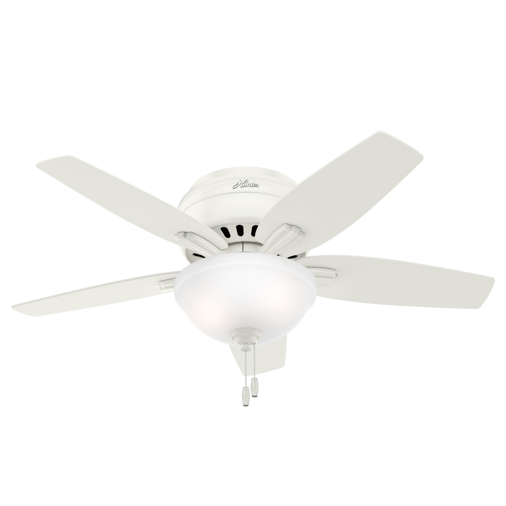 Hunter 42 inch Newsome Fresh White Low Profile Ceiling Fan with LED Light Kit and Pull Chain