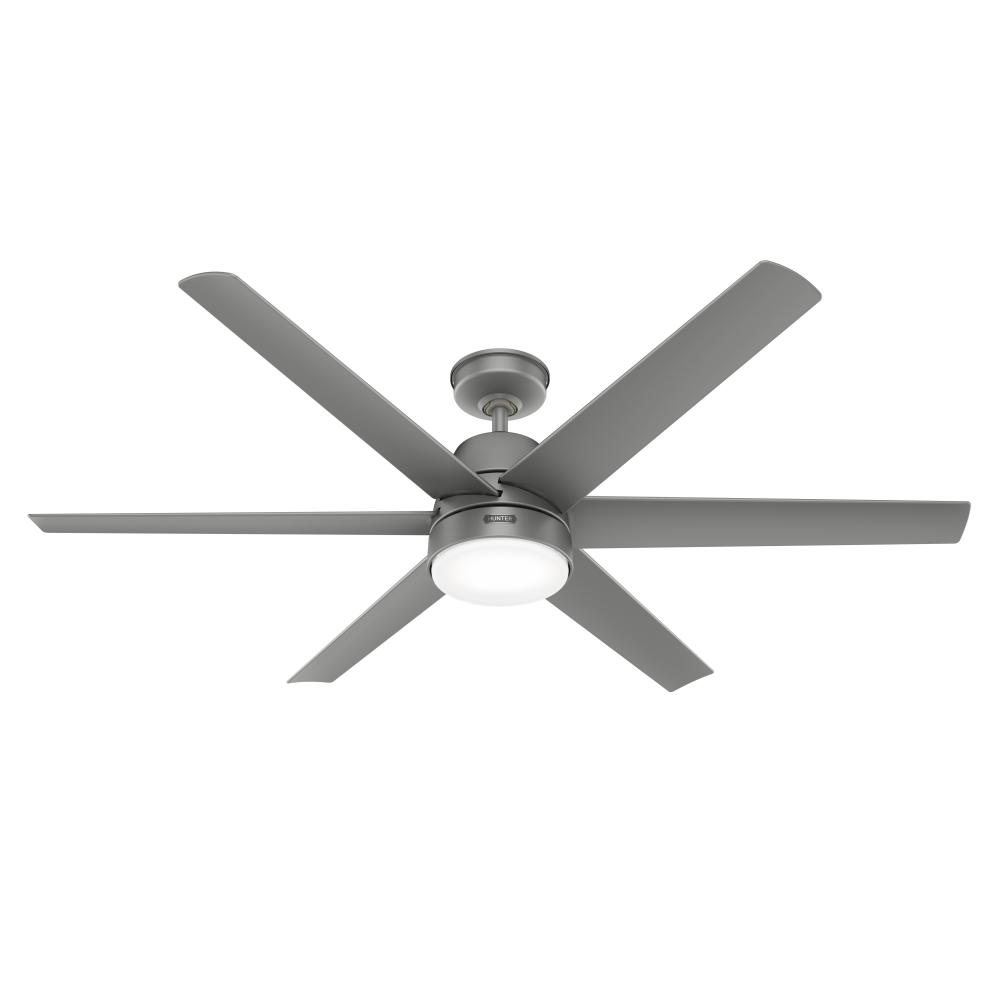 Hunter 60 inch Skysail Matte Silver WeatherMax Indoor / Outdoor Ceiling Fan with LED Light Kit and W