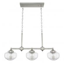 Hunter 19489 - Hunter Saddle Creek Brushed Nickel with Seeded Glass 3 Light Chandelier Ceiling Light Fixture