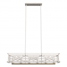 Hunter 19334 - Hunter Langwood Distressed White and Chestnut 6 Light Chandelier Ceiling Light Fixture