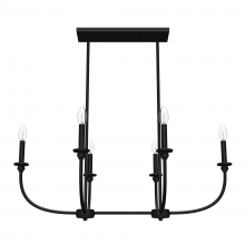 Hunter 19644 - Hunter Southcrest Flat Matte Black 6 Light Chandelier Ceiling Light Fixture