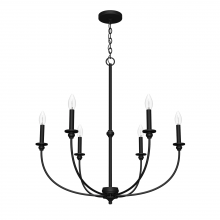 Hunter 19634 - Hunter Southcrest Flat Matte Black 6 Light Chandelier Ceiling Light Fixture