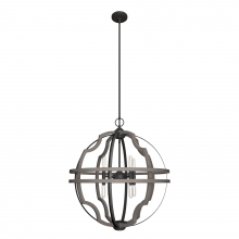 Hunter 19226 - Hunter Stone Creek Noble Bronze and White Washed Oak 8 Light Pendant Ceiling Light Fixture