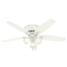 Hunter 53326 - Hunter 52 inch Builder Snow White Low Profile Ceiling Fan with LED Light Kit and Pull Chain