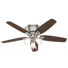 Hunter 53328 - Hunter 52 inch Builder Brushed Nickel Low Profile Ceiling Fan with LED Light Kit and Pull Chain
