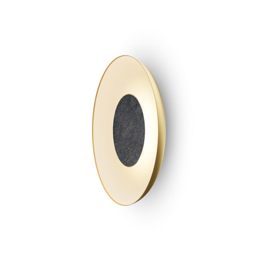 Ramen Wall Sconce 12" (Charcoal Felt) with 24" back dish (Gold w/ Matte White Interior)