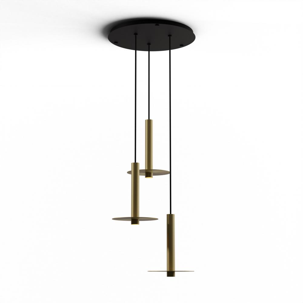 Combi Pendant 12" Circular 3 Combo Brass with Matte Black Canopy