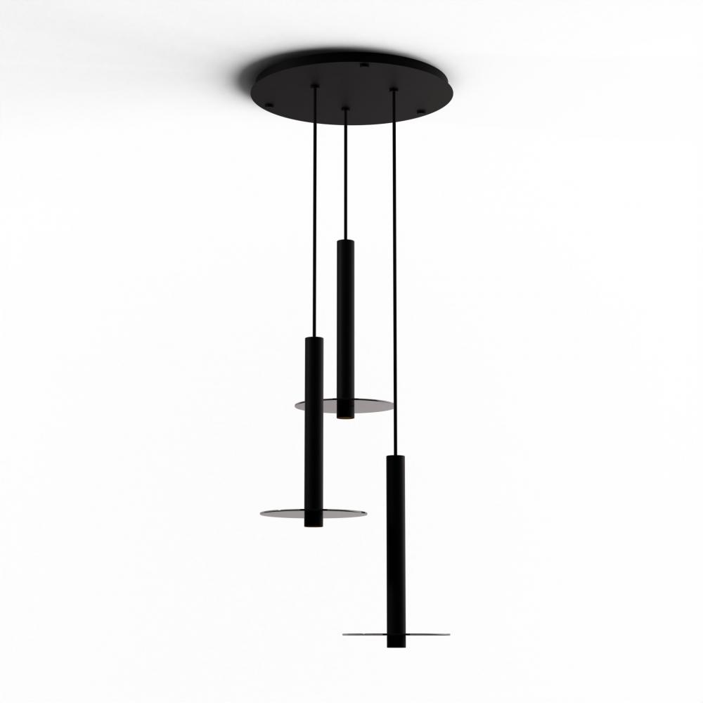 Combi Pendant 16" Circular 3 Combo Matte Black with Matte Black Canopy