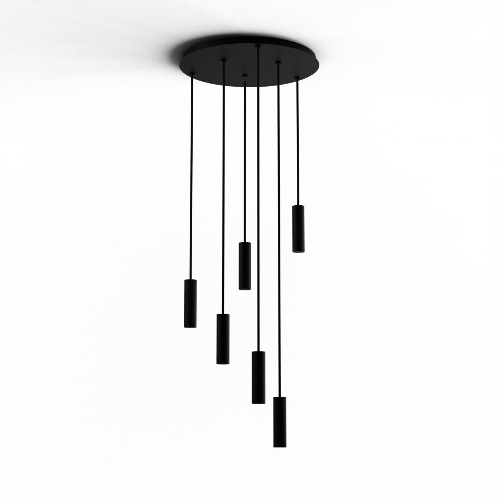 Combi Pendant 6" Circular 6 Combo Matte Black with Matte Black Canopy