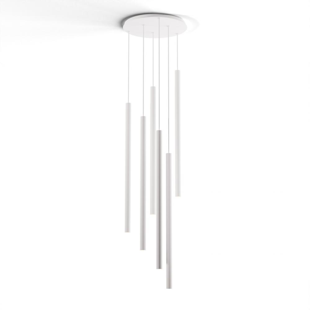 Combi Pendant 36" Circular 6 Combo Matte White with Matte White Canopy