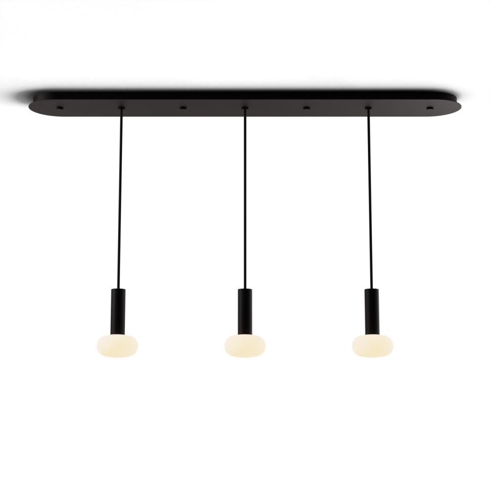 Combi Pendant 6" Linear 3 Combo Matte Black with Matte Black Canopy, Glass Ball attachment, Susp