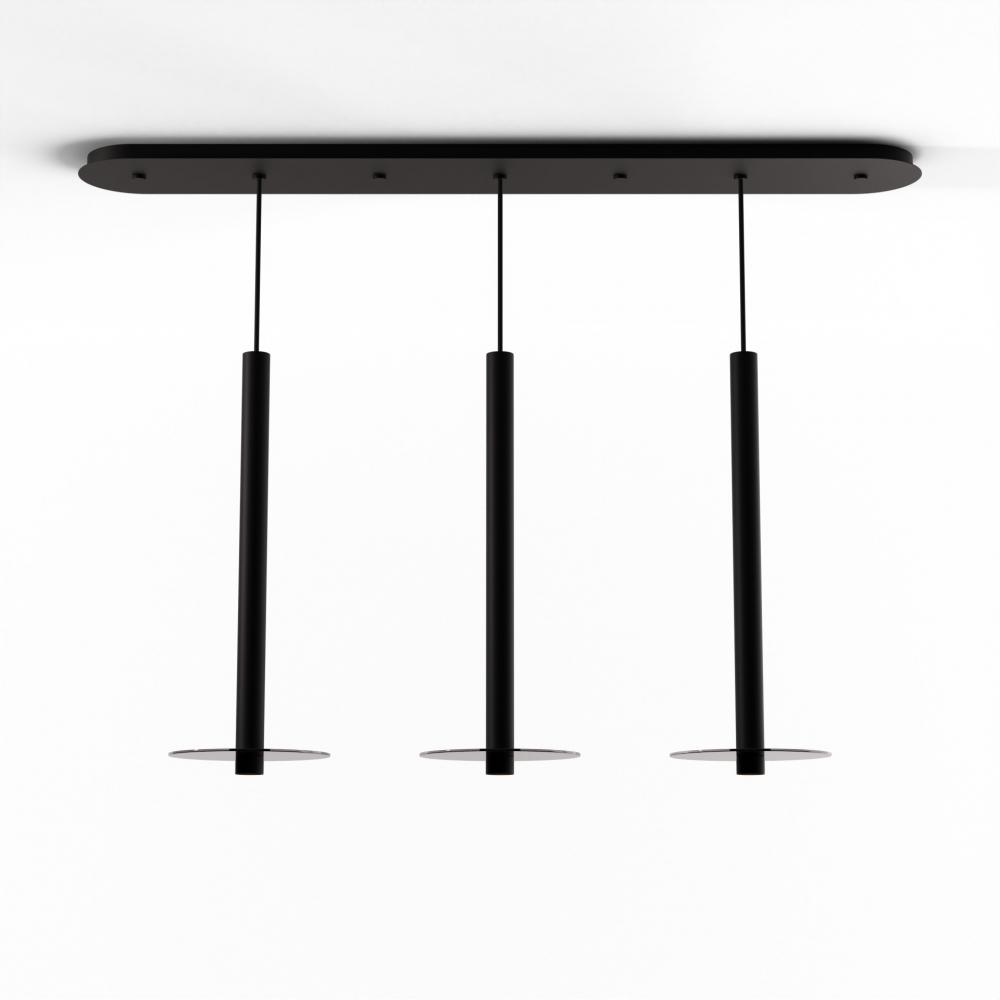 Combi Pendant 24" Linear 3 Combo Matte Black with Matte Black Canopy