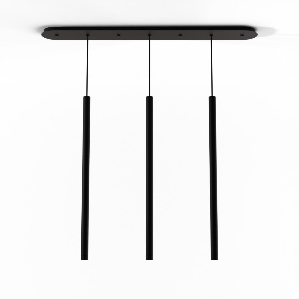 Combi Pendant 36" Linear 3 Combo Matte Black with Matte Black Canopy