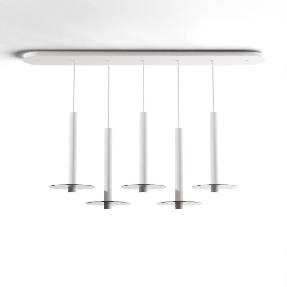 Combi Pendant 16" Linear 5 Combo Matte White with Matte White Canopy