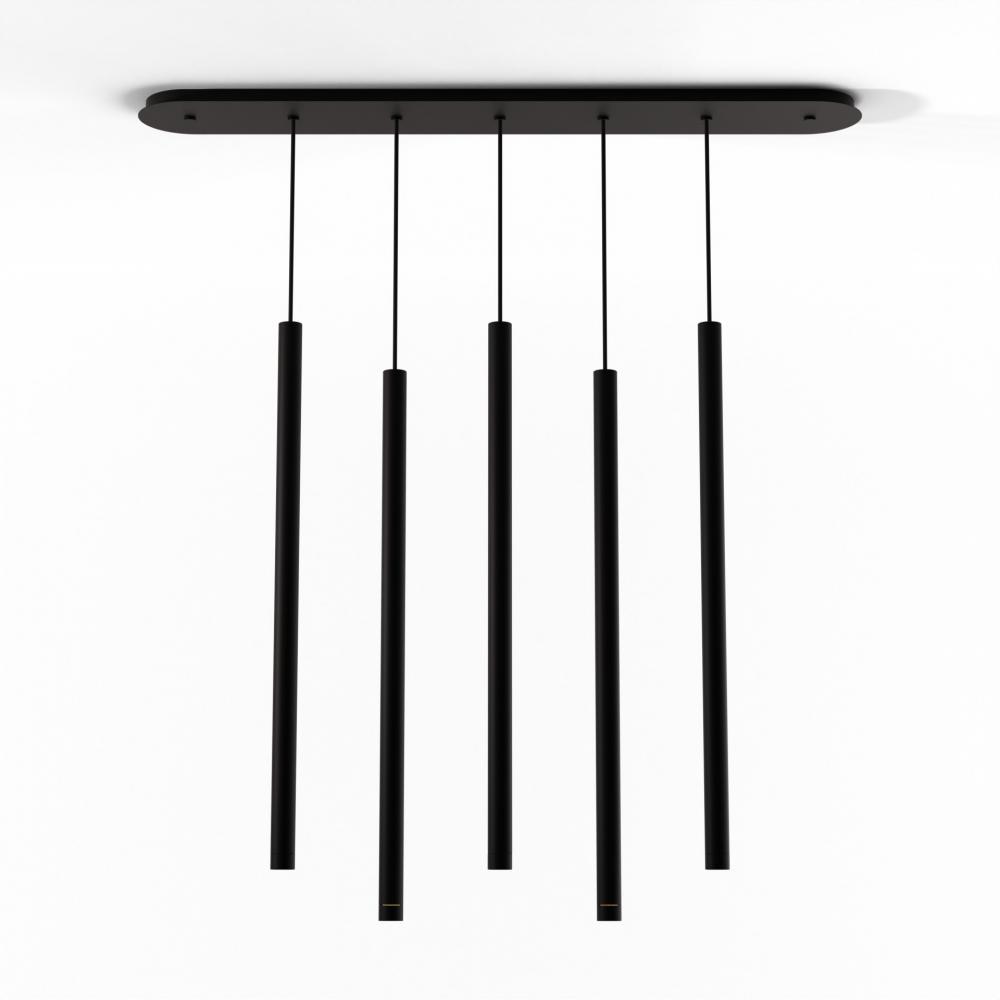 Combi Pendant 36" Linear 5 Combo Matte Black with Matte Black Canopy