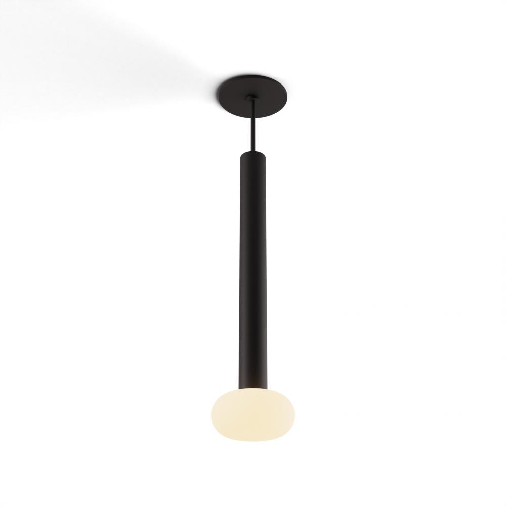 Combi Pendant 16" Single Unit Matte Black with Matte Black Canopy, Glass Ball attachment, Suspen