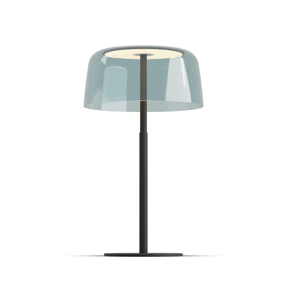 Yurei Table Lamp (Matte Black) with 14" Acrylic Shade, Blue