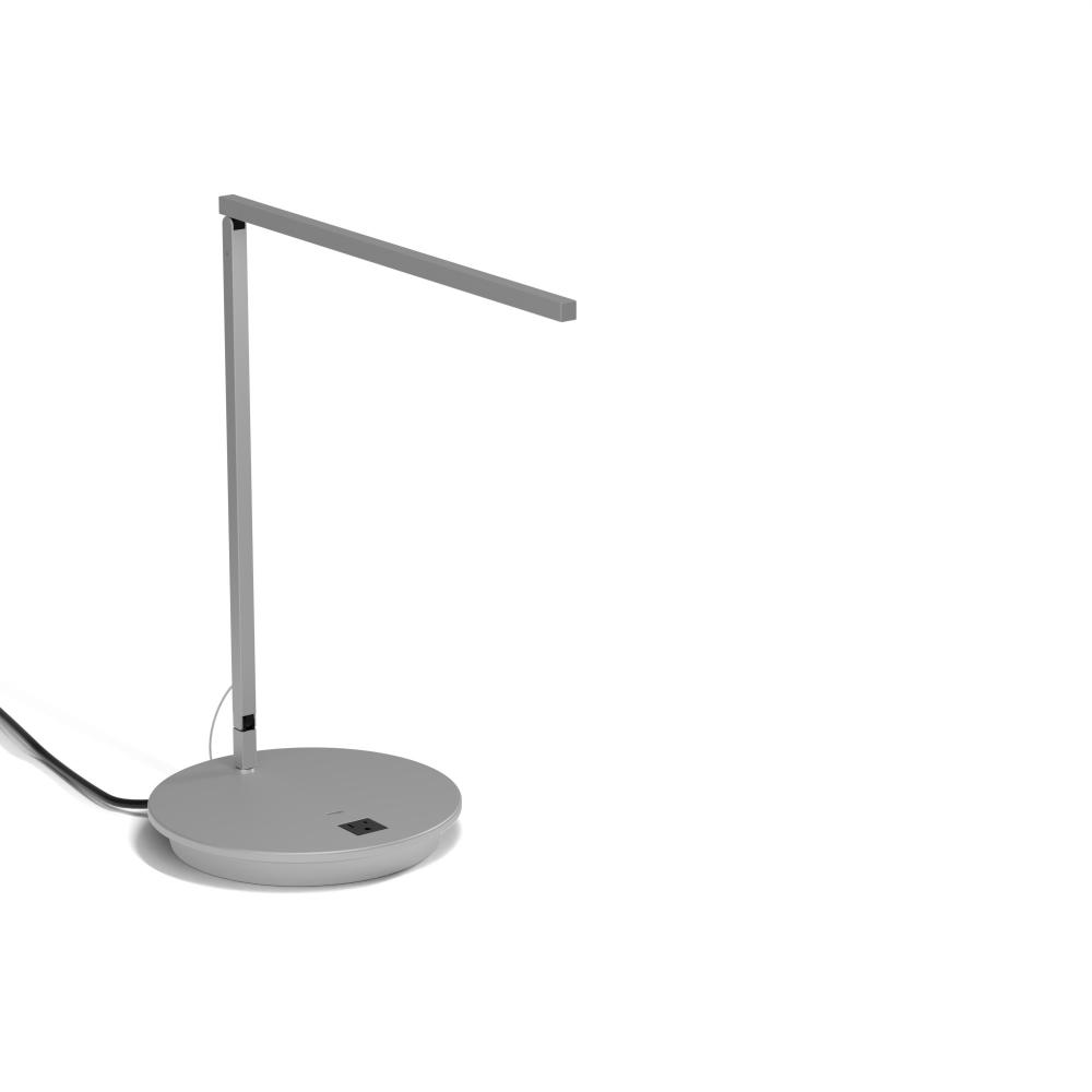 Z-Bar Solo Desk Lamp Gen 4 (Daylight White Light; Silver) with 9" Power Base (USB and AC outlets