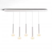 Koncept Inc CMP-L5-S-12-MWT+NA+GLB - Combi Pendant 12" Linear 5 Combo Matte White with Matte White Canopy, Glass Ball attachment, Sus