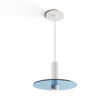 Koncept Inc CMP-S1-S-06-MWT+GBLU9 - Combi Pendant 6" Single Unit Matte White with Matte White Canopy, 9" glass plate (Blue) atta