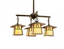 Arroyo Craftsman CCH-8/4BGW-BK - 8" carmel 4 light chandelier with bungalow overlay