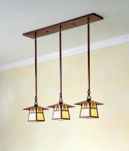 Arroyo Craftsman CICH-8/3DTN-S - 8" carmel 3 light in-line chandelier with dart overlay