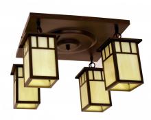 Arroyo Craftsman HCM-4L/4DTCS-BK - 4" huntington 4 light ceiling mount, double t-bar overlay