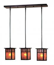 Arroyo Craftsman HICH-4L/3DTWO-BK - 4" huntington 3 light in-line, double t-bar overlay