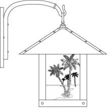 Arroyo Craftsman TRB-16PTF-BK - 16" timber ridge wall bracket with palm tree  filigree