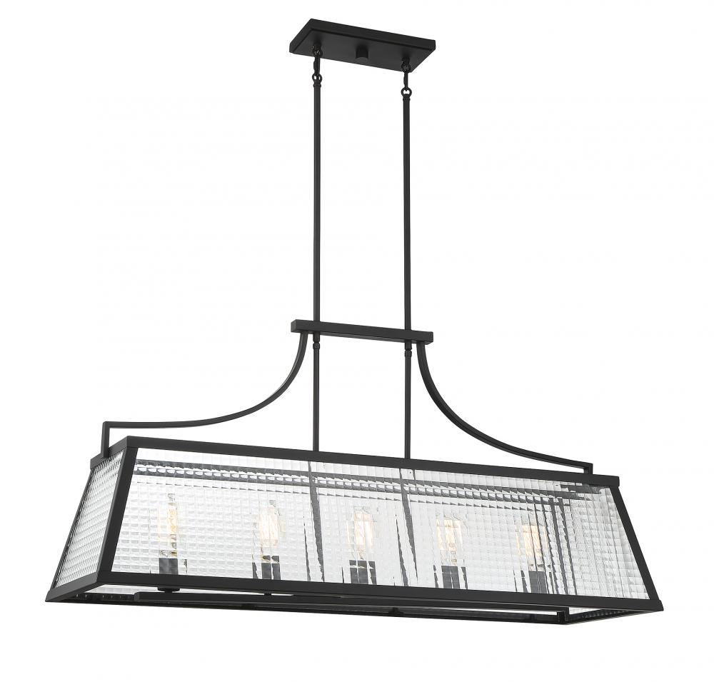 Elias 5-Light Linear Chandelier in Matte Black