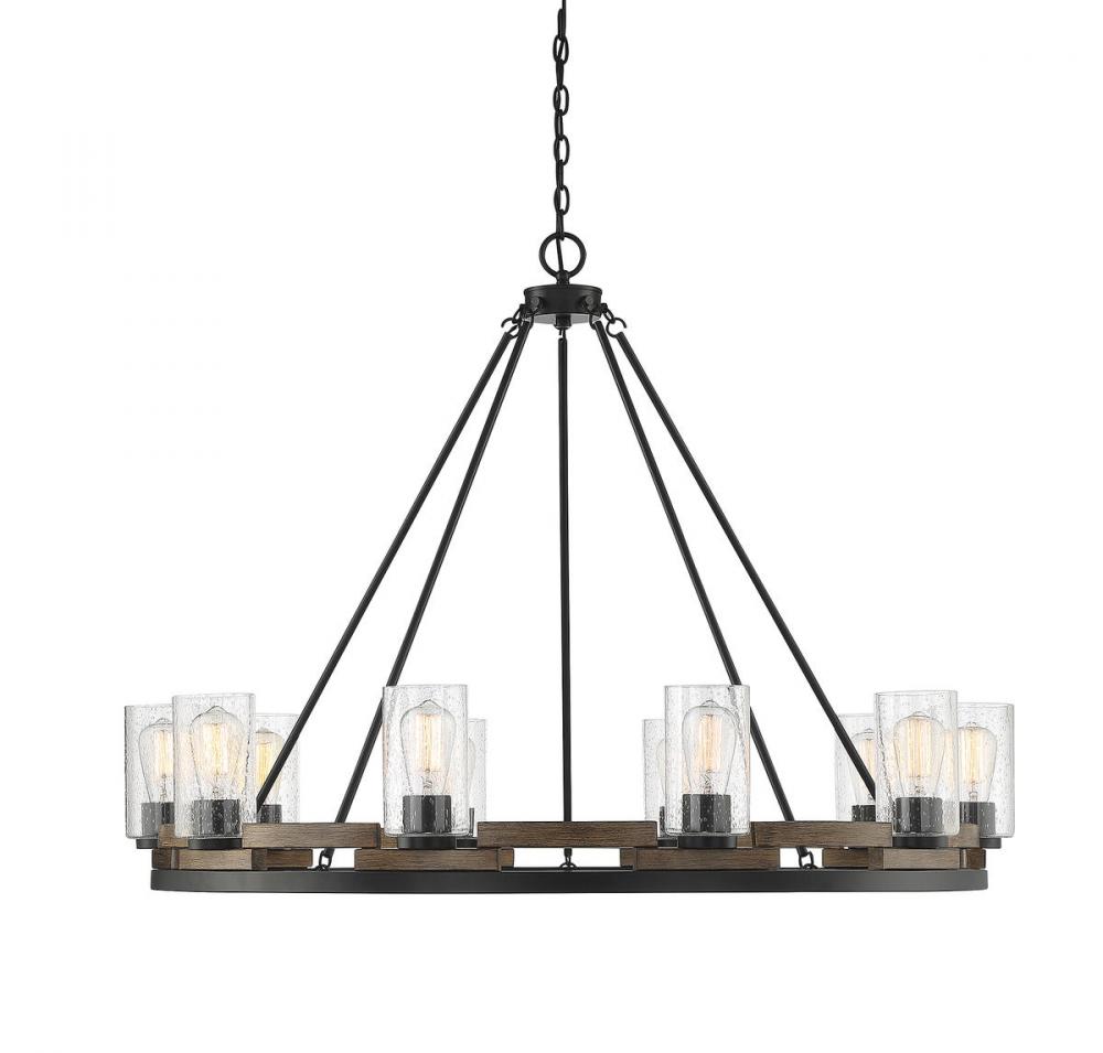 Lynwood 10-Light Chandelier in Satin Nickel with Greywood