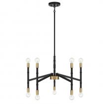 Lighting One US L1-5610-10-143 - Rossi 10-Light Chandelier in Matte Black with Warm Brass Accents