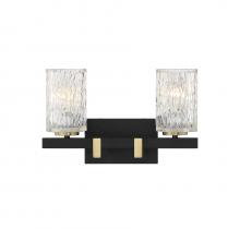 Lighting One US V6-L8-3601-2-143 - Keene 2-Light Bathroom Vanity Light in Matte Black with Warm Brass Accents