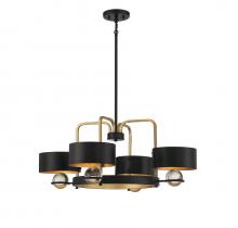 Lighting One US V6-L1-2923-4-51 - Chambord 4-Light Chandelier in Vintage Black with Warm Brass Accents