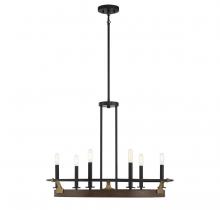 Lighting One US V6-L1-2931-6-170 - Icarus 6-Light Chandelier in Burnished Brass with Walnut