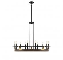 Lighting One US V6-L1-2932-10-170 - Icarus 10-Light Chandelier in Burnished Brass with Walnut