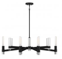 Lighting One US V6-L1-2961-6-189 - Windamere 6-Light Linear Chandelier in Textured Black with Polished Nickel Accents