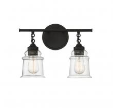 Lighting One US V6-L8-8055-2-BK - Fuller 2-Light Bathroom Vanity Light in Black