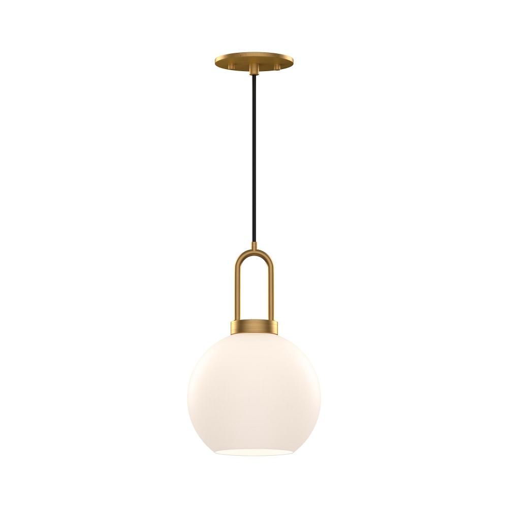 SOJI 8" PENDANT AGED BRASS MATTE OPAL GLASS