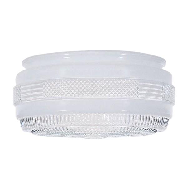 Outside White Drum Glass Shade With Clear Sides And Bottom; Diameter 8-3/8 inch; Fitter 7-7/8 inch.