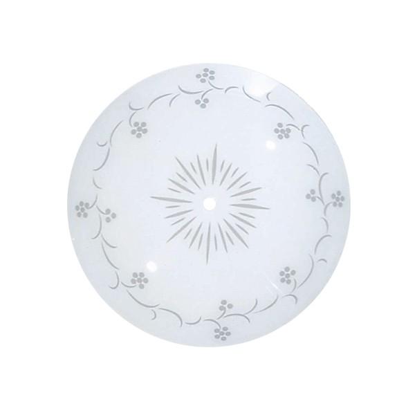 15 in.; Round Glass Lamp Shade; White; Grape Pattern