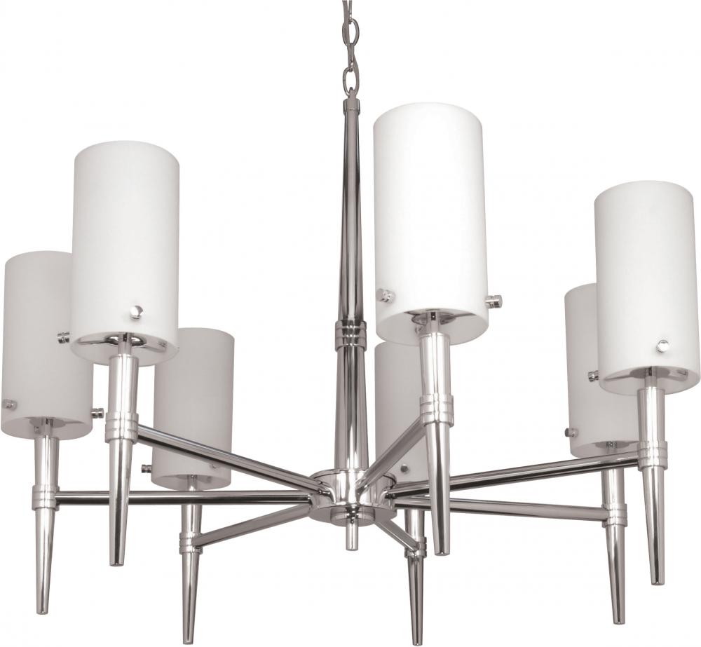 Jet; 7 Light; 30in.; Halogen Chandelier with Satin White Glass; Lamps Included