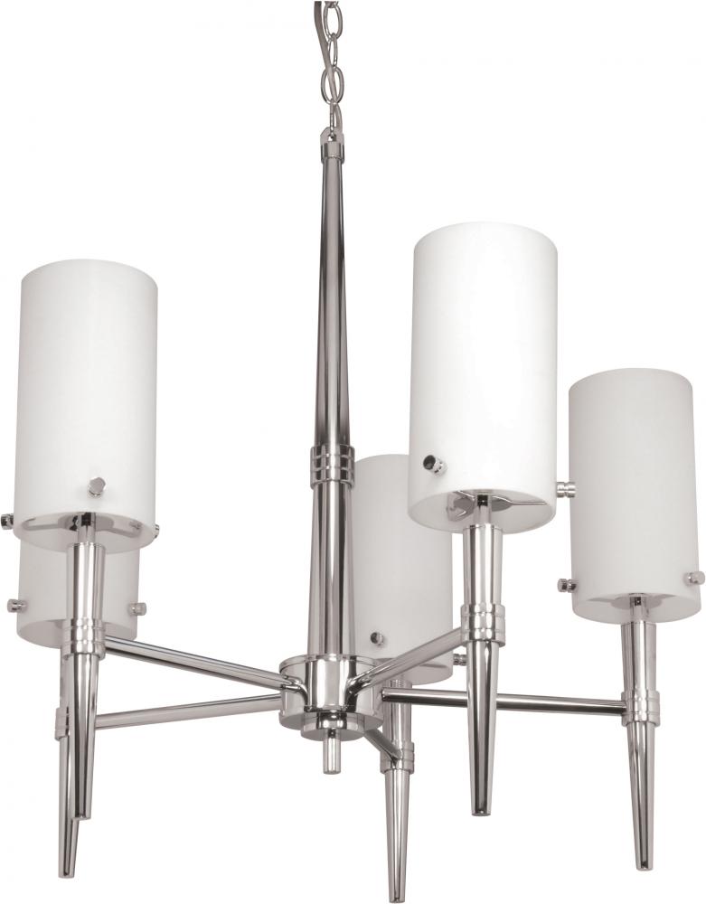 Jet; 5 Light; 23-1/2in.; Halogen Chandelier with Satin White Glass; Lamps Included