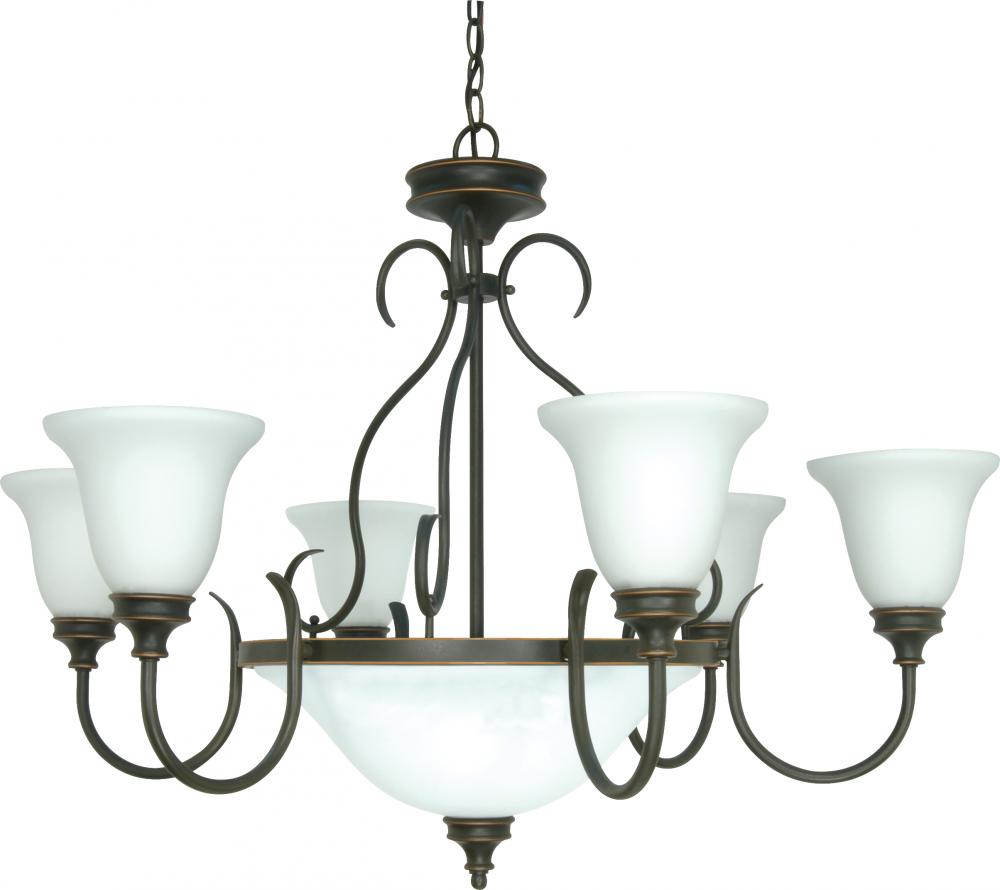 Bistro; 9 Light; 34 in.; Chandelier with Satin Opal White Glass