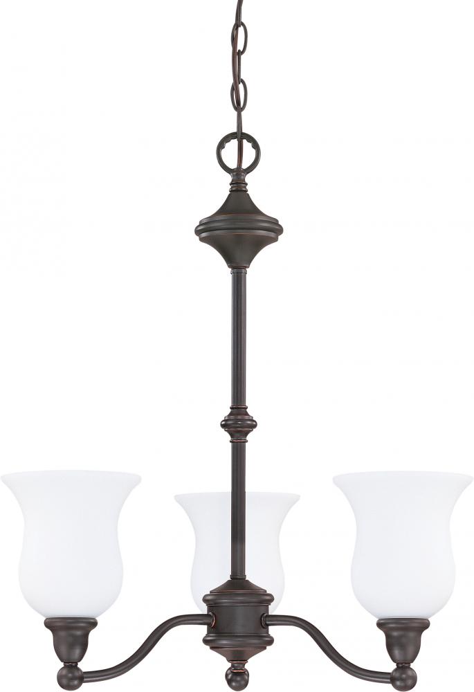 Glenwood; 3 Light; 22 in.; Chandelier with Satin White Glass