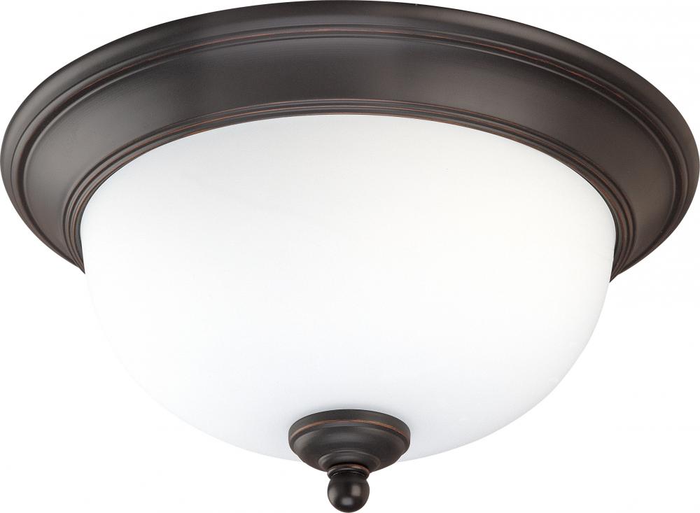 Glenwood; 2 Light; 13 in.; Flush Dome with Satin White Glass