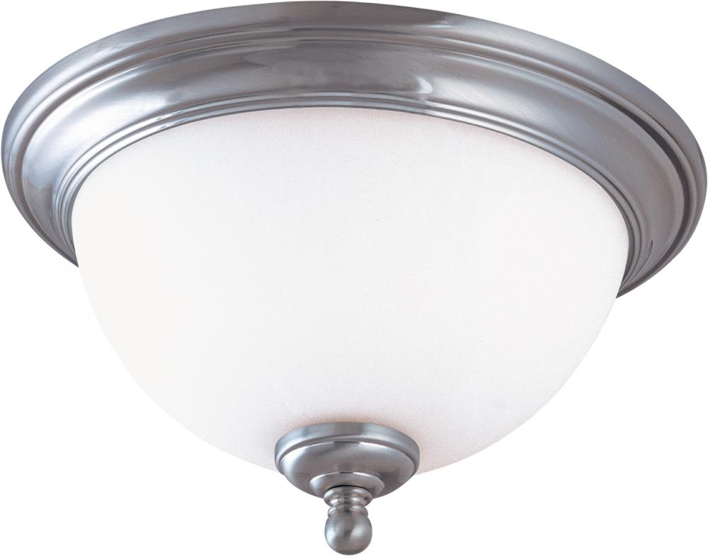 1-Light Small Flush Mounted Dome Ceiling Light in Brush Nickel Finish and White Satin Glass