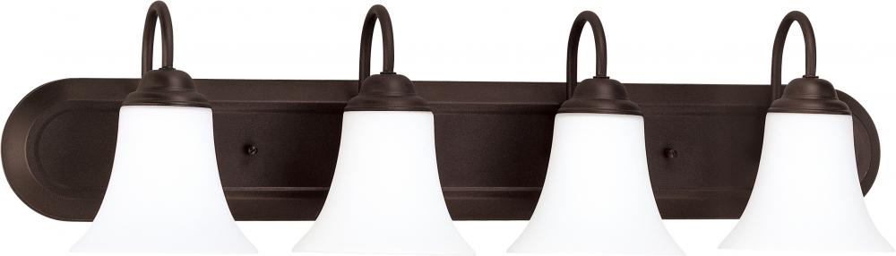 4-Light Vanity Fixture in Dark Chocolate Bronze and White Satin Glass and (4) 13W GU24 Bulbs