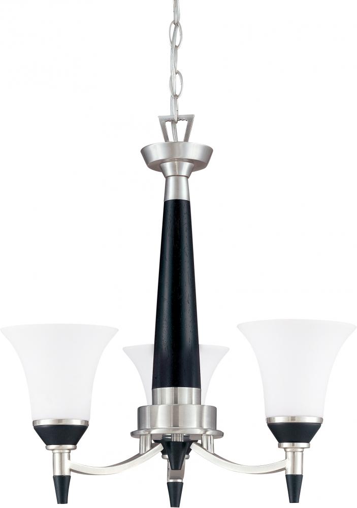 Keen ES; 3 Light; Chandelier with Satin White Glass; Lamp Included